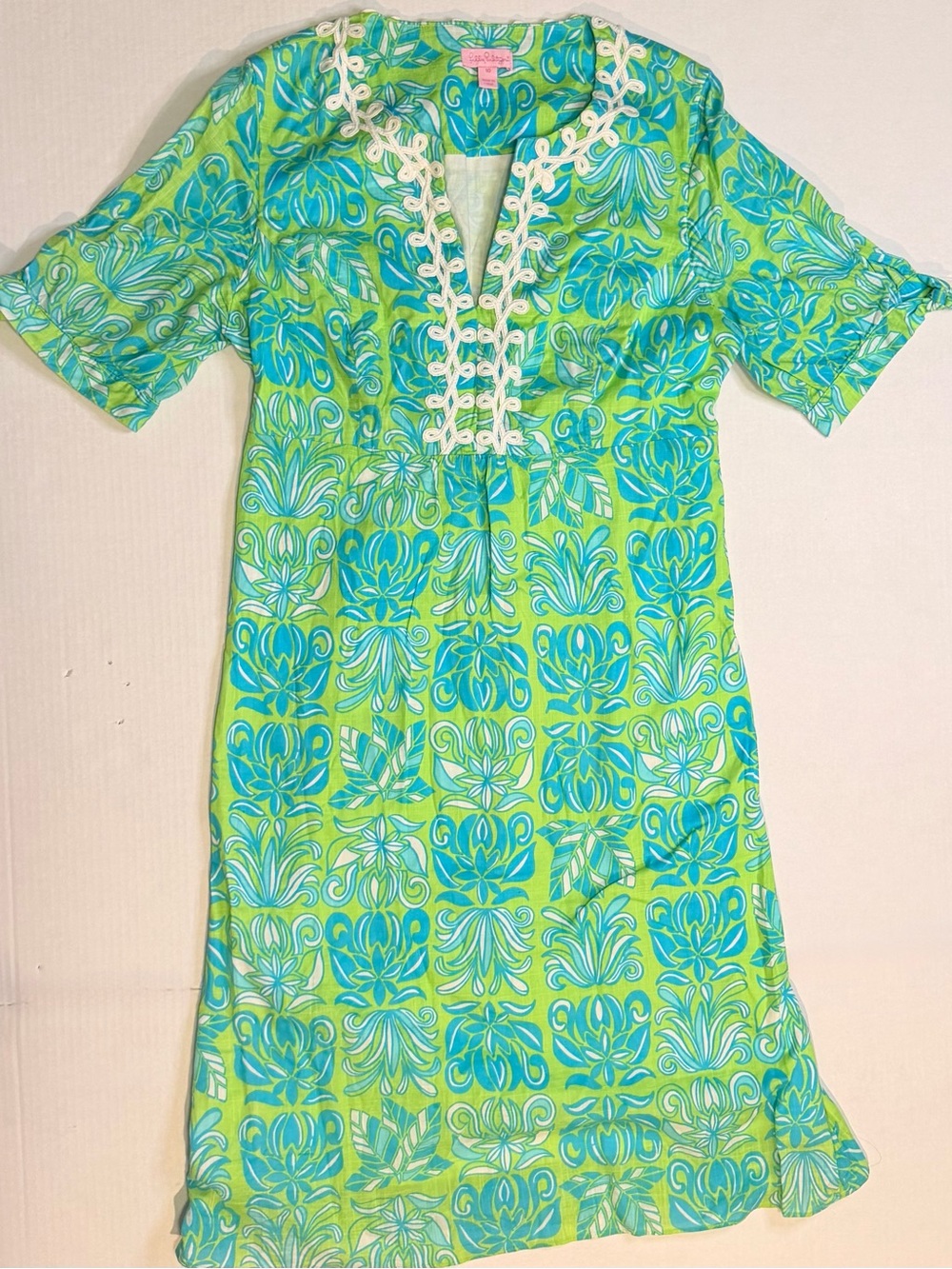 Lilly Pulitzer Green & Turquoise Patterned Midi Dress